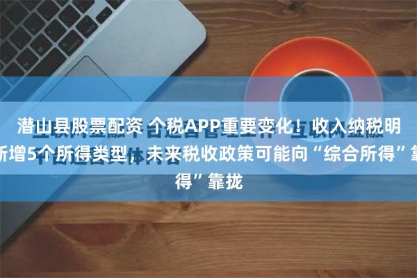 潜山县股票配资 个税APP重要变化！收入纳税明细新增5个所得类型，未来税收政策可能向“综合所得”靠拢